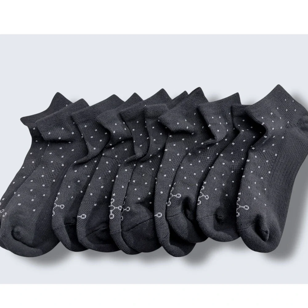 New Tommie Copper Unisex Compression Ankle Socks Black Dot Sz W 7-9.5 M 6-8.5